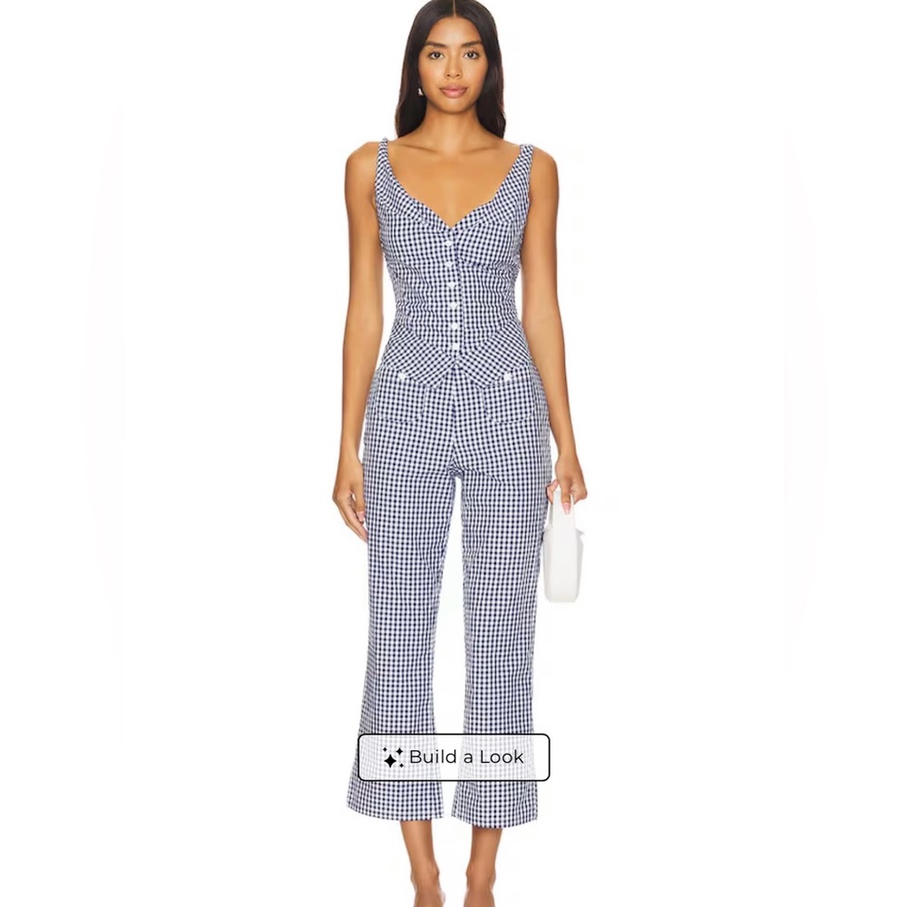 Frankie's Bikinis Parlour Poplin Blouse and Capri Set in Seaside Gingham